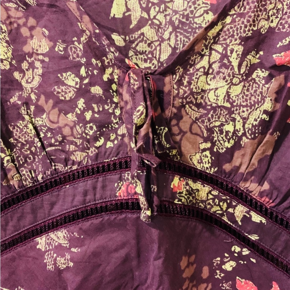 Calvin Klein Jeans Brown Floral Print Kimono Vneck Top Sz S - Picture 6 of 7